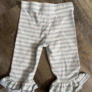 Bonnie Jean Light Blue and White Striped Baby Leggings with ruffles Girls 2T